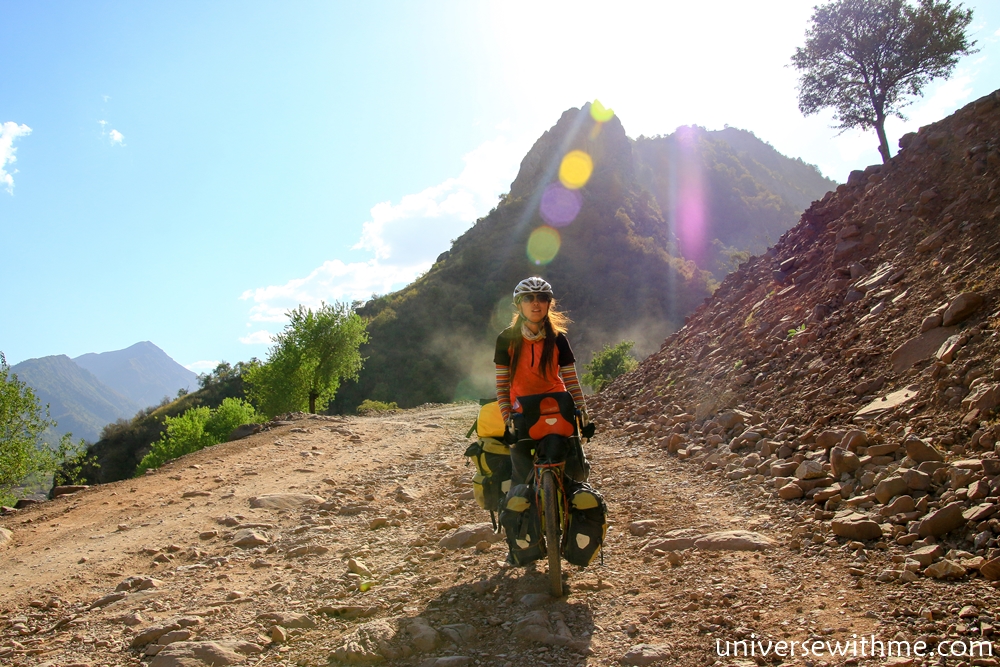 (Tajikistan) The road is too difficult for cycling.